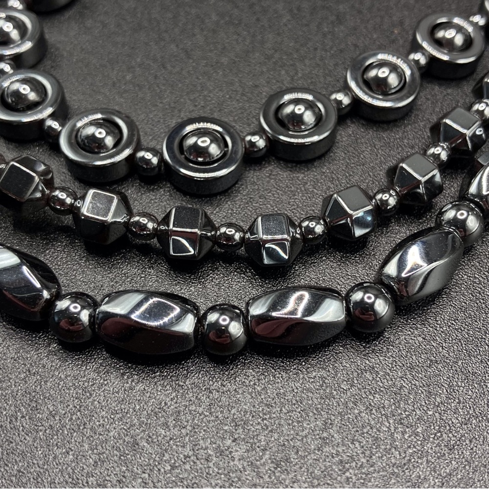 Genuine Hematite Necklaces With Magnetic Clasps, Set of 3 Unisex - Picture 14 of 14